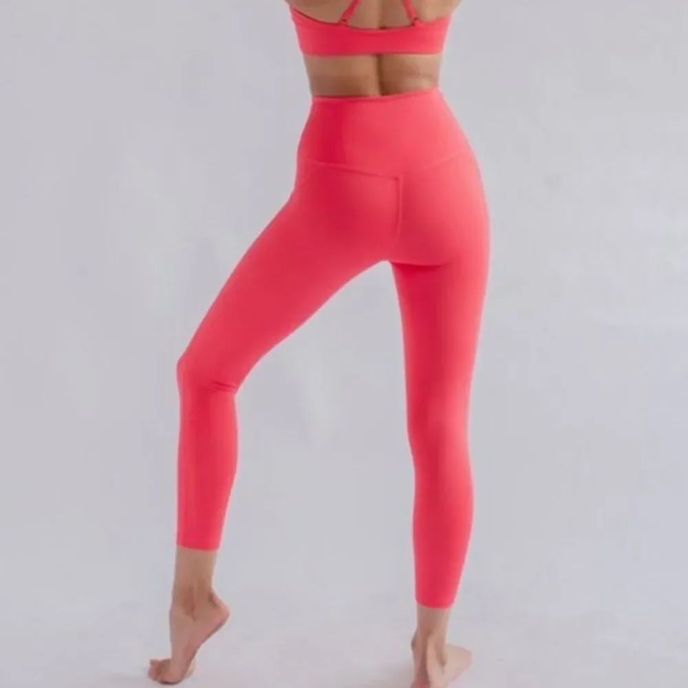 Girlfriend Collective Compressive High Rise Legging Geranium Pink - Picture 4 of 12